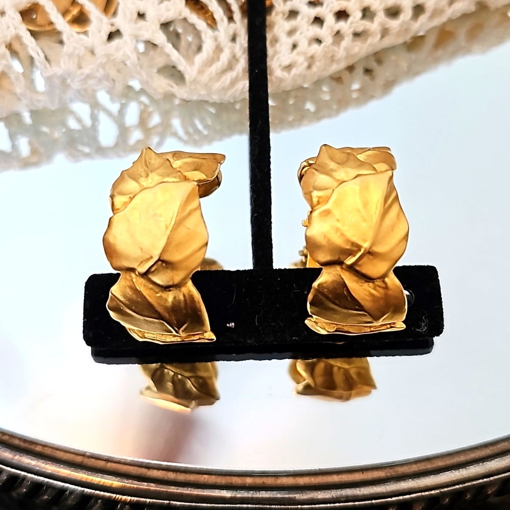 Karl Lagerfeld Wide Gold Brushed Hoop Earrings